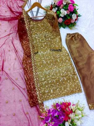 Best New Pure Jimmy Choo Brown Kurti Pant Set