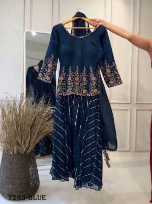 Best Party Wear Work Blue Georgette Palazzo Suit