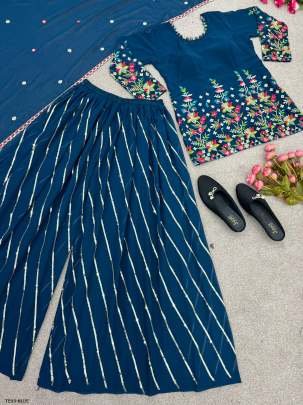 Best Party Wear Work Blue Georgette Palazzo Suit