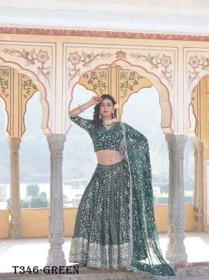 Best Quality Green Pure Viscose Lehenga Choli With Dupatta