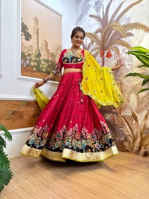 Best Rate Gujju Pink Lehenga For Navratri