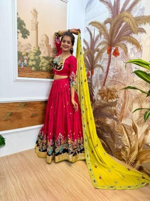 Best Rate Gujju Pink Lehenga For Navratri