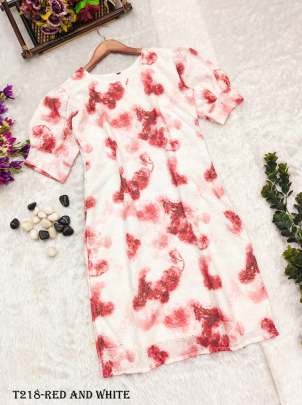 Best Red And White Hakoba Shibori Print Kurti