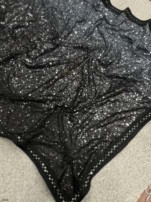 Black And Grey New Bollywood Party Wear Georgette Sequence Saree