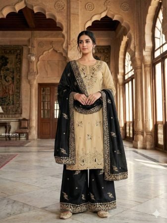 Black And Ivory Combination Sequence Work Suit Set