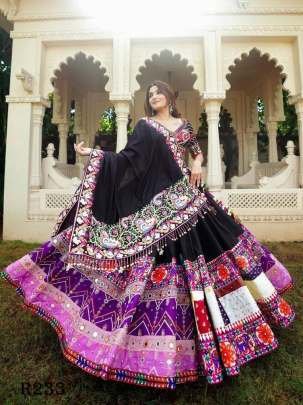 Black And Purple Special Navaratri Lehenga Choli With Real Mirror Work