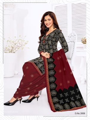 Black And Red Pure Cotton Readymade Printed Patiala Suits