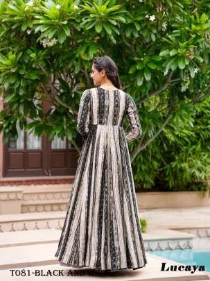 Black And White Combination Rayon Georgette Indo Western Suit