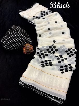 Black Attractive Whiter Soft Georgette Saree