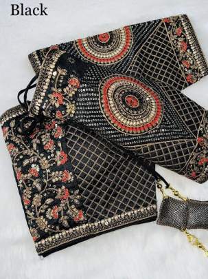 Black Color Copper Jari Heavy Embroidery Milan Silk  designer Ready made Blouse