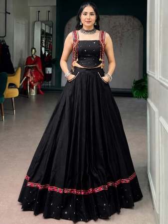 Black Color Fully Stitched Navratri Lehenga Choli