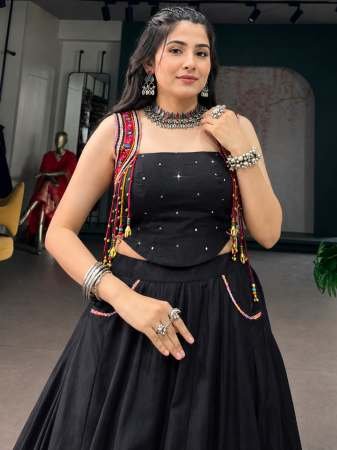 Black Color Fully Stitched Navratri Lehenga Choli