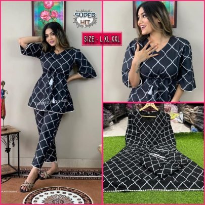 Black color SWARNA  Hevay Rayon co ord set