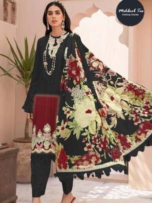 Black Colour  Patch Embroidery Unstitched Pakistani Suit