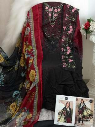 Black Colour  Patch Embroidery Unstitched Pakistani Suit