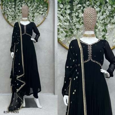 Black Designer Hand Work Nyra Cut Style Suits