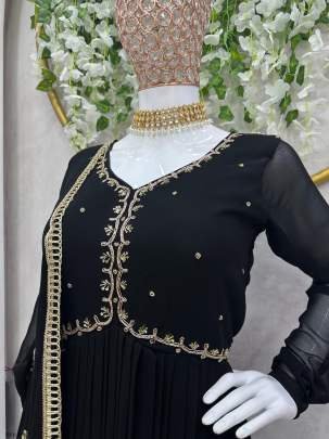 Black Designer Hand Work Nyra Cut Style Suits