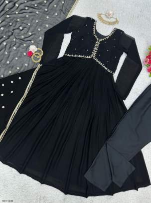 Black Designer Hand Work Nyra Cut Style Suits