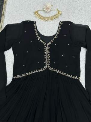 Black Designer Hand Work Nyra Cut Style Suits