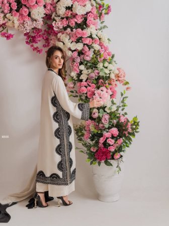 Black Embroidered Fully Stich White Pakistani Suit Set
