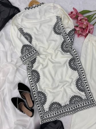 Black Embroidered Fully Stich White Pakistani Suit Set
