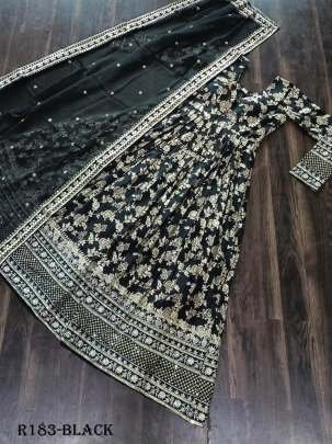 Black Embroidered Viscose Stitched Gown With Sequence Work