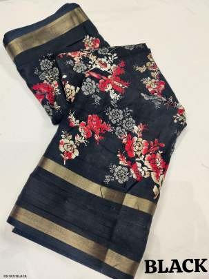 Black Fancy Sequins Crape Silk Saree