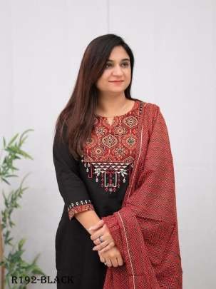 Black Festival Wear Handblock Printed Rayon Kurtis With Palazo