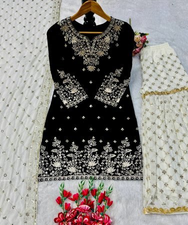 Black Fox georgette Gharara Suit For Festival