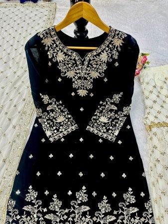 Black Fox georgette Gharara Suit For Festival