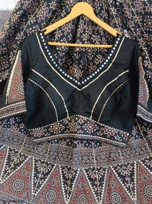 Black Malai Cotton Navratri Lehenga With Dupatta