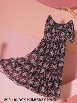 Black Mulberry Floral Printed Maxi