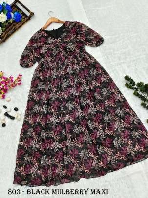 Black Mulberry Floral Printed Maxi