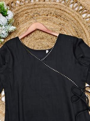 Black Muslin Fabric Elephant Print Kurti Pant Set