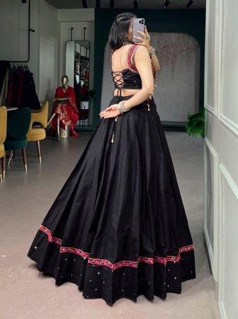 Black Navratri Lehenga Choli Set With Kutchi Work Detailing