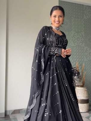 Black Party Wear Georgette Lehenga Choli With Multi Work