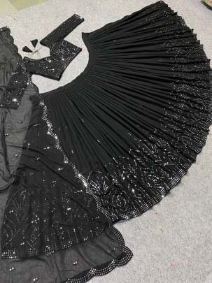 Black Party Wear Georgette Lehenga Choli With Multi Work