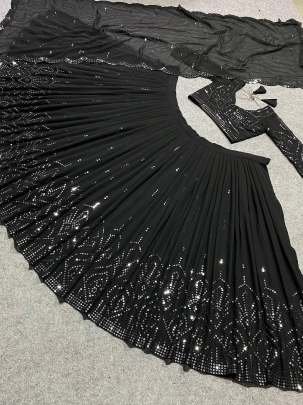 Black Party Wear Georgette Lehenga Choli With Multi Work