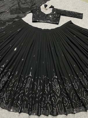 Black Party Wear Georgette Lehenga Choli With Multi Work