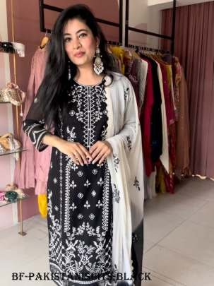 Black Party Wear Semi Stitched Pakistani Suits