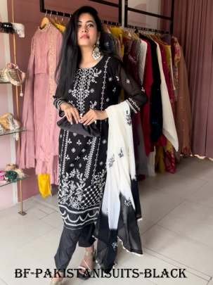Black Party Wear Semi Stitched Pakistani Suits