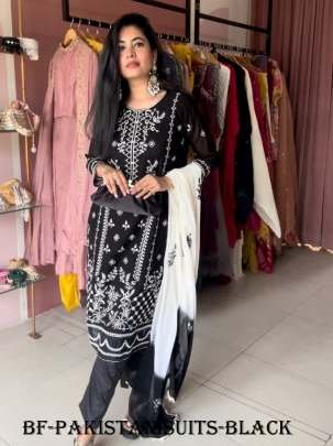 Black Party Wear Semi Stitched Pakistani Suits
