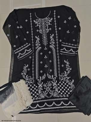Black Party Wear Semi Stitched Pakistani Suits