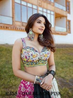 Black Pink mirror work gujarati garba chaniya choli