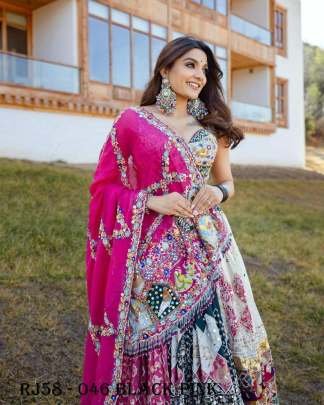 Black Pink mirror work gujarati garba chaniya choli