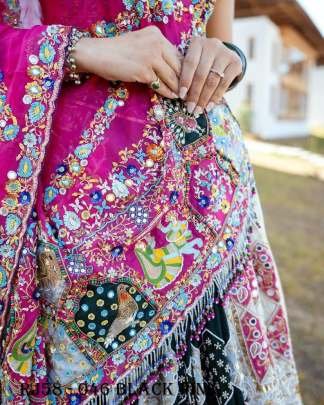 Black Pink mirror work gujarati garba chaniya choli