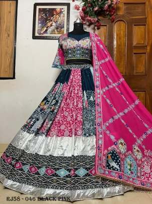 Black Pink mirror work gujarati garba chaniya choli