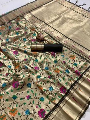 Black Pure Soft Kanchivaram Paithani Silk Saree