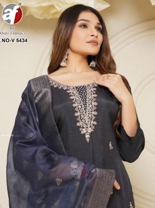Black Readymade Trendy 3pcs Suit By Anju Fabric 