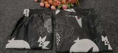 Black Regular Wear Cotton Kurtis Set With Flower Print